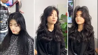 How to cut a Long Layered Haircut With Curtain Bangs | Layered Cutting Techniques