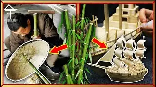 DIY ART OF EXTRAORDINARY CRAFTMEN, DILIGENTLY & NEATLY MAKING UMBRELLA, BOAT & CONTAINER‼