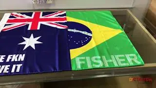 Um pouco do nosso trabalho de bandeiras personalizadas por sublimação.
