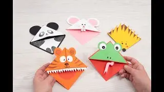 Marcadores de página com origami de animais – Manualidades para crianças