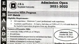 Executive MBA Program | Admission Circular 2021-22 | IBA RU