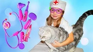 DOCTOR Emily treats CAT EMILY VETERINAR We play doctor Video for children