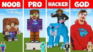 Minecraft NOOB vs PRO vs HACKER vs GOD - MRBEAST STATUE HOUSE BUILD CHALLENGE