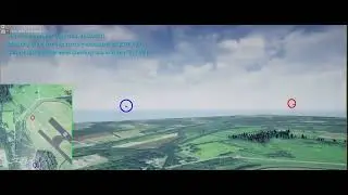 A crewed aircraft c182 and fixed wing UAS during an overtaking scenario   with Top view