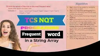 TCS NQT programming question on October 2020 | Most frequent word in a String array | winner in vote