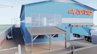 Blender 3d Industrial Shed Client Work CX Moto