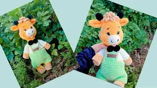 Вяжем жирафа  плюшевой пряжей|мастер-класс жираф амигуруми крючком