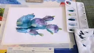 Рисуем акварелью КАКТУС
