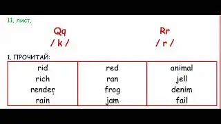 11 лист. Введение алфавита. Qq-Rr