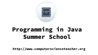 Summer School - Learning to program in Java Lesson 1