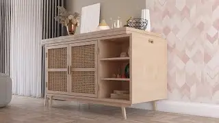Living room sideboard  foldable table and chairs | Animation