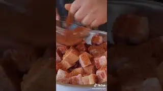 Cooking barbecue pork burnt ends tiktok
