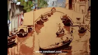 Painting technique of old masters. How to draw a city, Venice, houses, water.