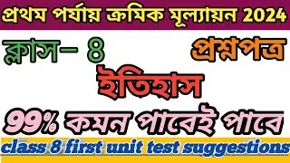 class 8 itihash first unit test suggestions.  class 8 history first unit test questions paper 2024