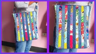 Bolso a rayas con Reciclaje de Telas #Tutorial de Confección