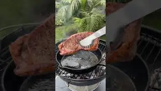 Strip steak with butter and rosemary 