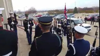 Pentagon Def Sec Michael Fallon meets US counterpashare Ash Carter and heads into the Pent