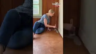 Watch me work magic 🎩 ✨ on this dreary vinyl flooring!