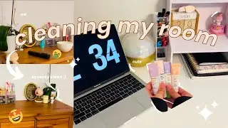 CLEAN MY ROOM WITH ME 🧽 | aesthetic, productive, cute | simplyblessed 💗