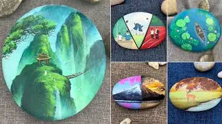 Beautiful Painted Pebble Art | Step by Step Scenery Designs