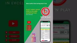 Select/Insert/Delete A Row/Column Like Pro 😎 #shorts #exceltricks #msexcel #exceltips 🔥