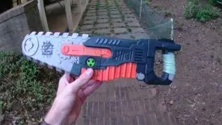 Honest Review: The Nerf Zombiestrike foam Chainsaw attachment.  (Gears of War parody?)