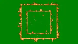 square fire frame green screen video, animated 4k video
