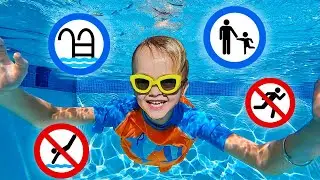 Chris learns safety rules in the pool