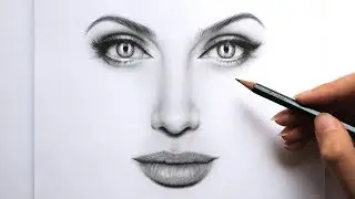 Drawing and Shading Female Face - Angelina Jolie