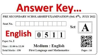 8th Scholarship Exam 2022 answer key | English Paper solution| English Medium| शिष्यवृत्ती २०२२