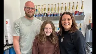 Emmy is asking 7 Questions with Amy and Zac Martin at Pick Me Up Drinks