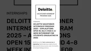 Deloitte Internship Program 2025 | For all Fields Students | Visit Career Site 