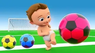 Soccer Game Play by Little Baby with Soccer Balls to Learn Colors for Children - 3D Kids Learning