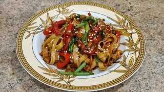 Вкусный ужин за 25 минут! ЛАПША УДОН С КУРИЦЕЙ и овощами в соусе терияки. Udon noodles with chicken.
