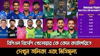 বিপিএলে বিদেশি খেলোয়াড়দের ক্যাটাগরি এবং মূল্য তালিকা দেখুন | Bpl 2026 Foreign Players List