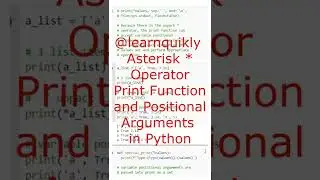 Asterisk * Operator Print Function Variable Positional Arguments in Python #python #programming