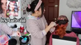 kardeşimin saçını evde açıp boyama işlemi PART 1