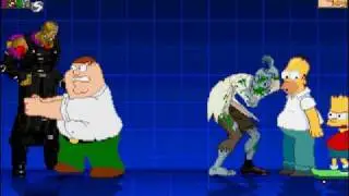 MUGEN: Homer Simpson and Peter Griffin VS Nemesis and a zombie