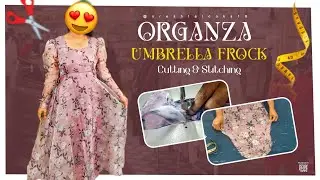 Trending Organza frock cutting and stitching with puff hands | umbrella frock cutting dress