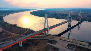 Муромский  Вантовый мост с высоты птичьего полёта 4К видео