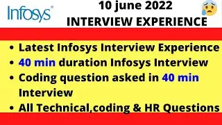 LATEST INFOSYS 10 JUNE 2022 INTERVIEW EXPERIENCE | INFOSYS 10 JUNE INTERVIEW QUESTIONS FOR FRESHER