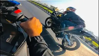 Yamaha R15 v3 Indian bs4 vs bs6 drag and long friendly race in mawa express Highway