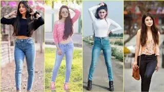 Standing jeans top photo poses ideas for girls || jeans top photo poses || photo pose with jeans top
