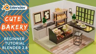 Low Poly Bakery / Cafe in Blender 2.8 - Beginner Tutorial / Timelapse
