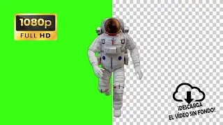 Astronauta corriendo sin gravedad pantalla verde green screen HD