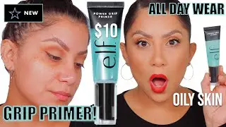 E.L.F. COSMETICS POWER GRIP PRIMER + ALL DAY WEAR TEST *oily skin* | MagdalineJanet
