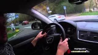 Вождение Урок №4 Ч.6 Audi Q3 проезд регулируемых перекрёстков с поворотом на лево.