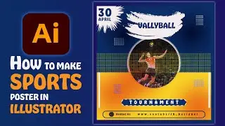 Create a Volleyball Sports Poster in  Adobe Illustrator. ( #Sports_Poster_or_Banner)