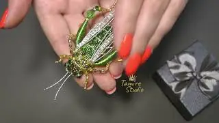 BUY Beaded brooch insect natural GRASSHOPPER, GREEN pin, Embroidered BROOCH, ETSY: TamireStudio