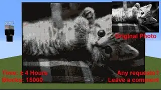 Minecraft Timelapse 150x100 Pixel Art - Cat (Black & White)